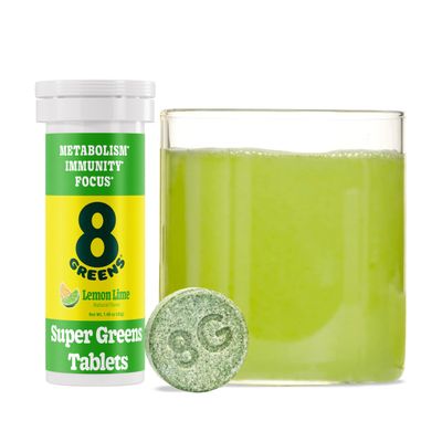 8Greens Supergreens Tablets | Super Greens Powder Superfood Tablet, Metabolism Immunity & Focus, Daily Greens Effervescent Tablets, Organic: Aloe Vera, Spirulina, Chlorella, Lemon Lime, 10 Servings