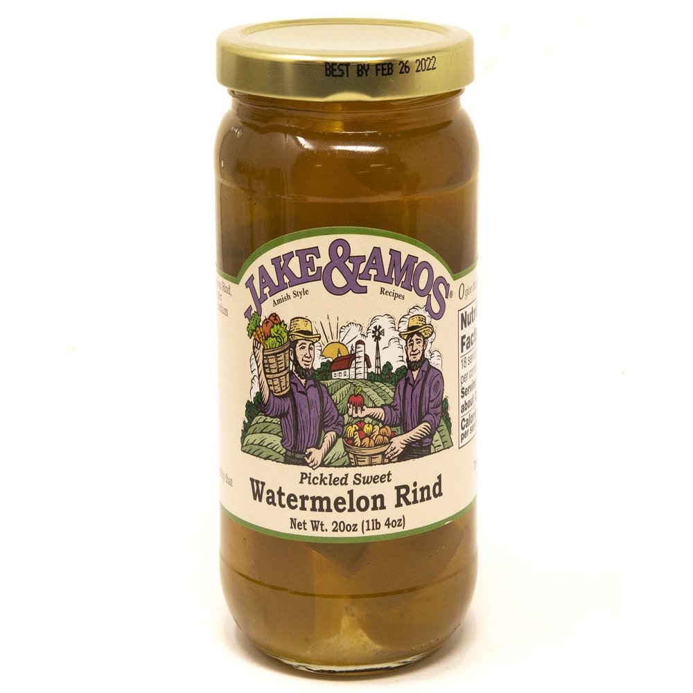 Jake & Amos Pickled Sweet Watermelon Rind- 2/20 oz. Jars