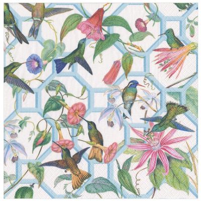 Caspari Hummingbird Trellis Paper Dinner Napkins - 80 Count