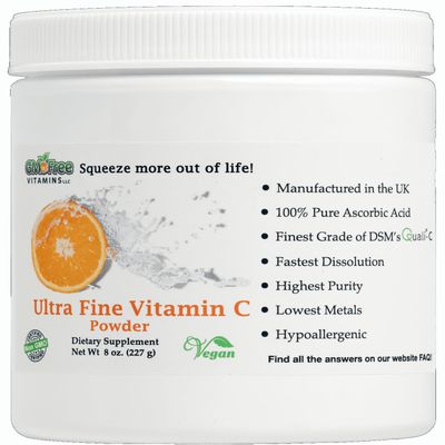 GMO Free Vitamins - Ultra Fine Non GMO Vitamin C Powder, Made in UK - Highest Grade of Quali-C L-Ascorbic Acid for Maximum Bioavailability  Vegan (8 oz.)