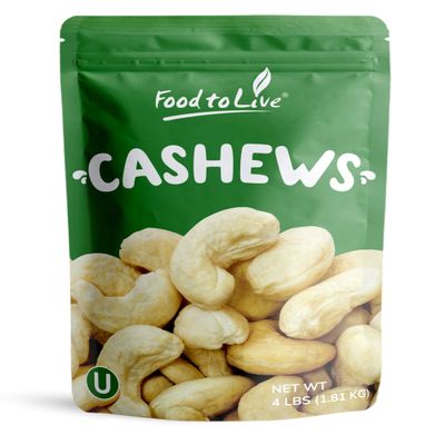 Food to Live Cashew Pieces, 4 Pounds Kosher, Raw, Vegan, Paleo Friendly, Unsalted, Unroasted, Bulk, Rich in Selenium, Zinc, Magnesium, Proteins, and Antioxidants