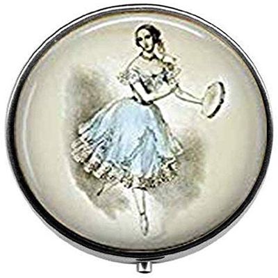 Beautiful Graceful Dancer Tambourine Dancing Pill Box Candy Box Glass Photo Jewelry