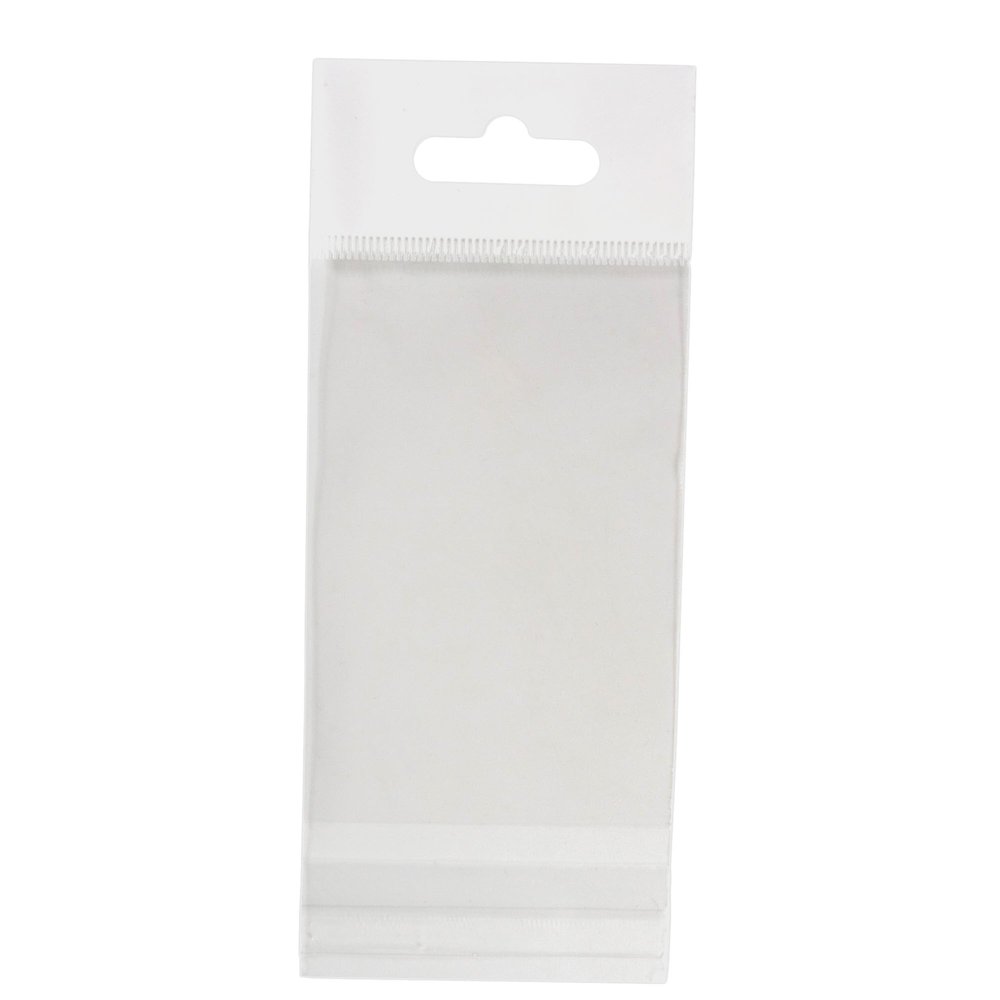 888 Display - 200 Bags of Ultra Clear Treat, Bakery, Candle, soap, Cookie Bags w/Adhesive Seal (2"x3" - 200 Count, Ultra Clear w/Hanging Header)