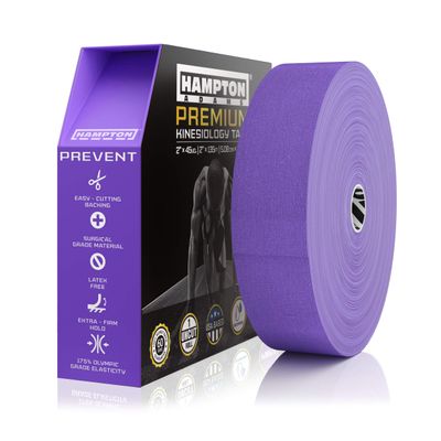 Hampton Adams | As Seen on Shark Tank | Elastic Kinesiology Tape (Bulk Roll) | 135ft Uncut | Supports & Protects Muscle Wrist Knee Shoulder Back Plantar Fasciitis | Waterproof Hypoallergenic (Purple)