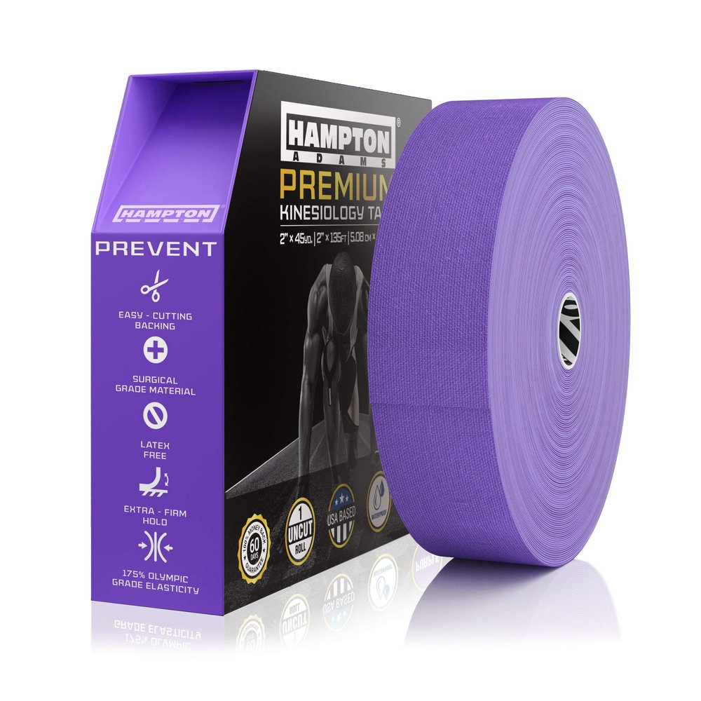 Hampton Adams | As Seen on Shark Tank | Elastic Kinesiology Tape (Bulk Roll) | 135ft Uncut | Supports & Protects Muscle Wrist Knee Shoulder Back Plantar Fasciitis | Waterproof Hypoallergenic (Purple)