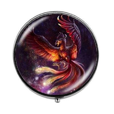 Beautiful Fire Phoenix Pill Box - Charm Pill Box - Glass Candy Box Glass Art Photo Jewelry Birthday Festival Gift Beautiful Gift