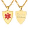 Supcare Medical Alert Necklace Gold Engraved Mens Necklace Customizable Necklace Men Stainless Steel Necklace Shiled Id Pendant view 1