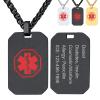 Supcare Personalized Dog Tag Necklace for Men - Black Engraved Life Alert Custom Emergency Necklace view 1