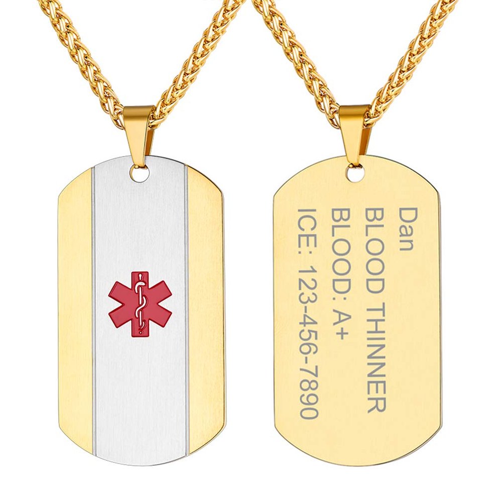 Supcare Dog Tag Chains for Men Id Necklace for Men Customize Stainless Steel Necklace Medical Necklaces