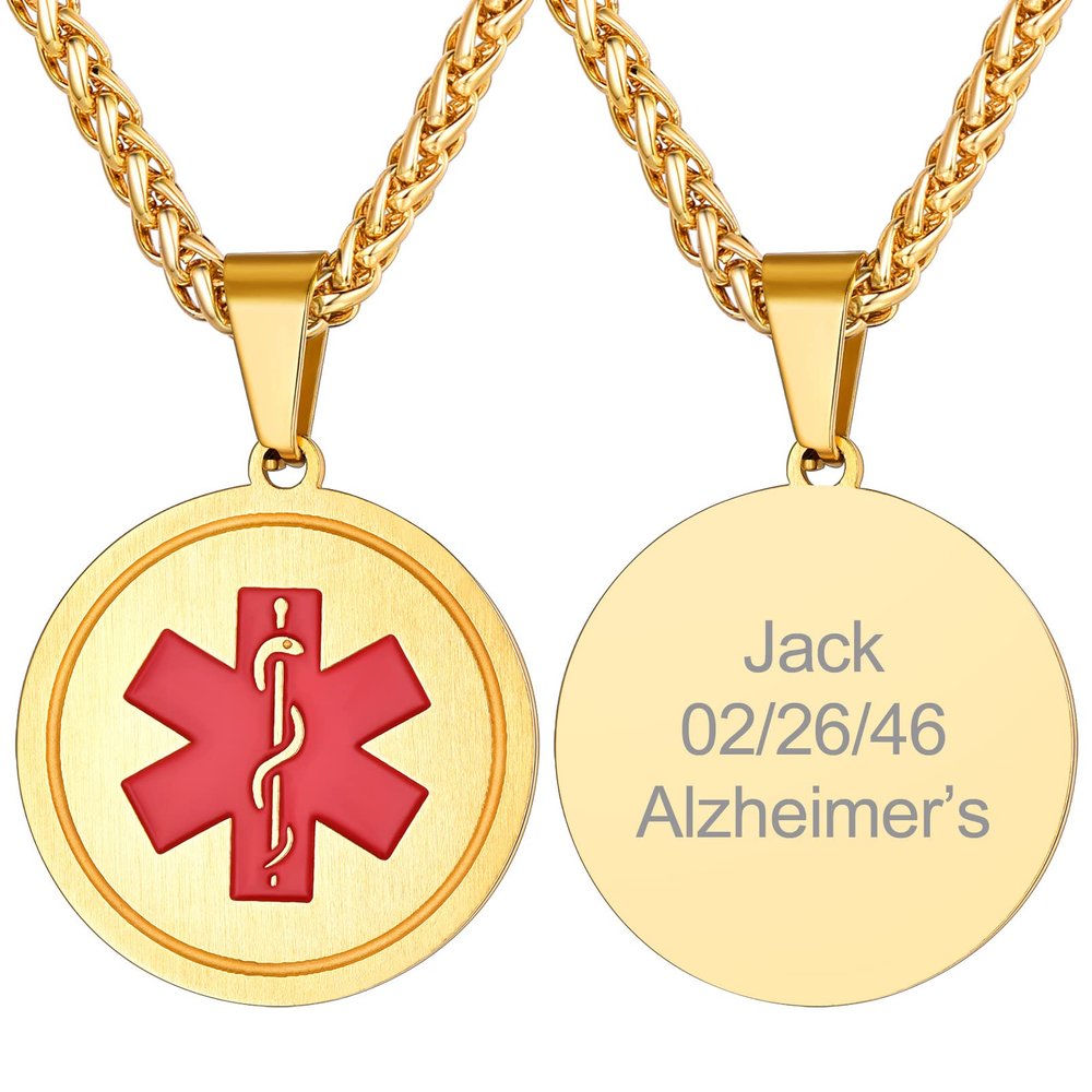 Supcare Id Necklace Medical Alert Necklace for Men Stainless Steel Necklace Engraved Necklace Mens Jewelry