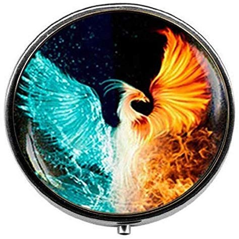 Beautiful Phoenix Fire and Water Photo Glass Pill Box Candy Box Jewelry Gift Art Nouveau Jewelry