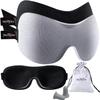 PrettyCare 3D Sleep Mask 2 Pack,Eye Mask for Side Sleeper -3D Contoured Sleeping Mask Blackout Out for Men Women - Zero Eye Pressure Blindfold with Ear Plugs, Night Masks with Travel Bag (BlackGrey) view 1