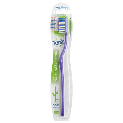 Tom's of Maine Naturally Clean Toothbrush, Toothbrushes, Medium Toothbrush, 1-Pack