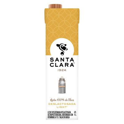 Santa Clara - Leche Deslactosada Light, 12 Pack de 1 Lt cada uno