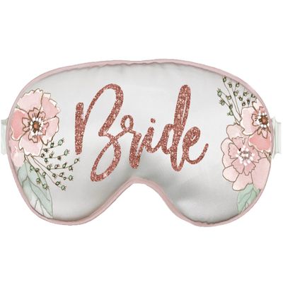 Bride Favor Sleep Mask - Bronze Sparkle Glam Bride Floral White Sleep Mask - Bachelorette Party Supplies Favor Eye Msk(Floral GlmBrd RG) Wht