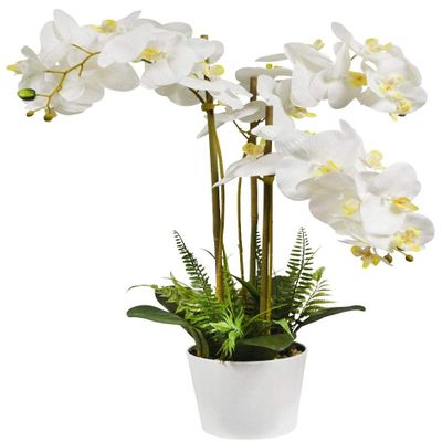 v-max 28 inches Artificial Phalaenopsis Orchid in White Round Pot