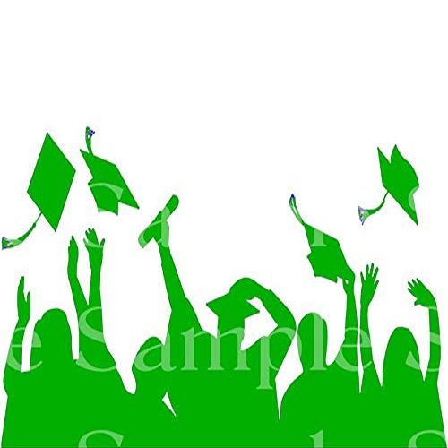 1/4 Sheet - Green Graduation Party Celebration - D24578 - 2D Edible Cake Cupcake Party Topper
