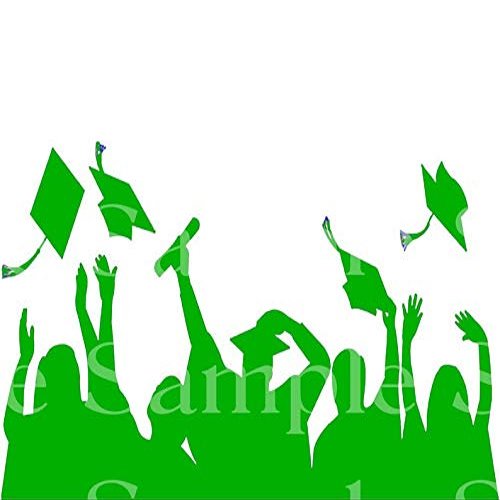 1/2 Sheet - Green Graduation Party Celebration - D24578 - 2D Edible Cake Cupcake Party Topper