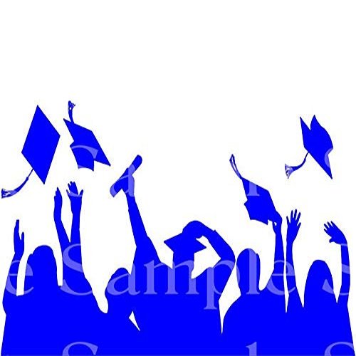 1/2 Sheet - Blue Graduation Party Celebration - D24579 - 2D Edible Cake Cupcake Party Topper