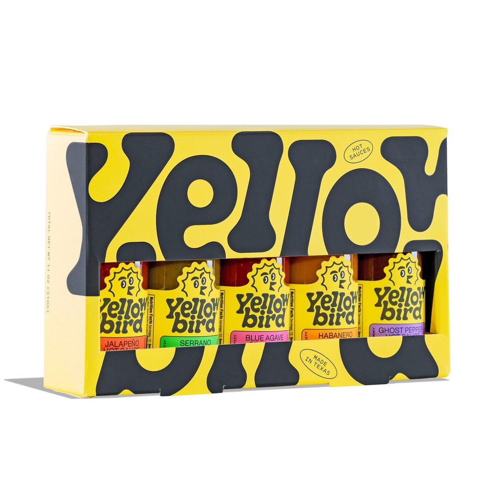 Yellowbird Classic Hot Sauce Variety Set 2.2 oz Travel-Size (Mellow to Real Hot | 5 Flavors | Gift Pack