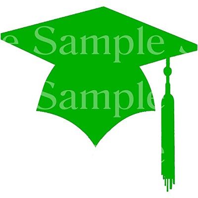 1/2 Sheet - Green Graduation Cap Party - D24584 - 2D Edible Cake Cupcake Party Topper