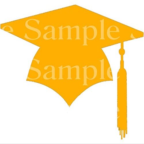 1/4 Sheet - Orange Graduation Cap Party - D24582 - 2D Edible Cake Cupcake Party Topper