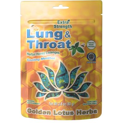 Golden Lotus Herbs Lung & Throat Herbal Lozenges QAI Certified Organic | Soothing Honey Mint Cough Drops 6-Pack