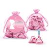 Personalized Girl Communion Party Favors (24 Count) Pink Organza Bags with Kisses Candy view 1