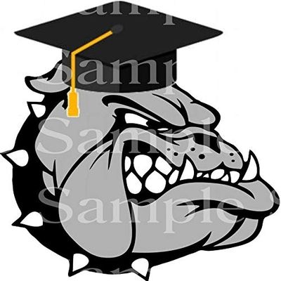 1/2 Sheet - Bulldog Mascot Graduation - D24588 - 2D Edible Cake Cupcake Party Topper