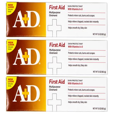 A+D First Aid Ointment, Multipurpose Dry Skin Moisturizer and Skin Protectant, 1.5 Oz (Pack of 3)
