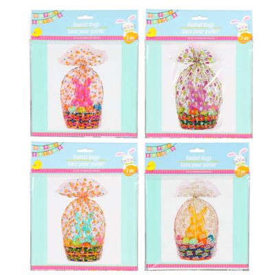 2 Pack of Easter Cellophane Basket Bags 22-in X 25-in x 4-in