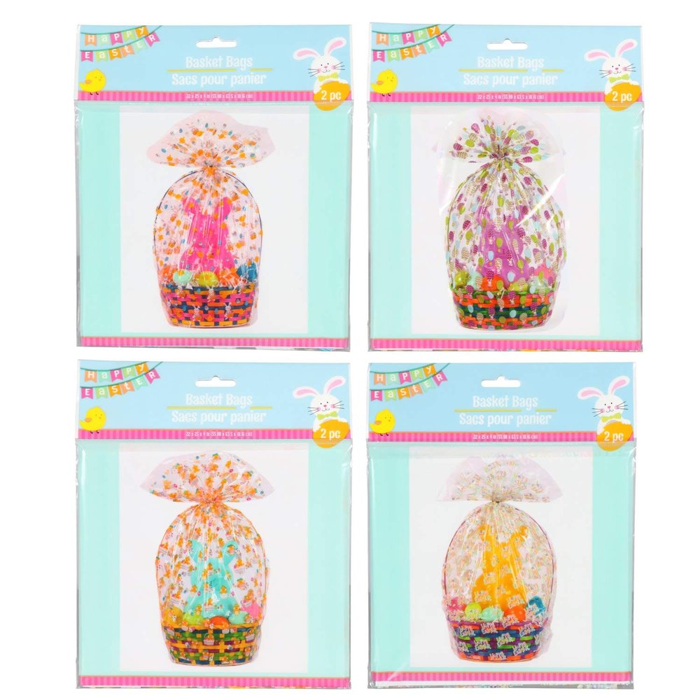 2 Pack of Easter Cellophane Basket Bags 22-in X 25-in x 4-in