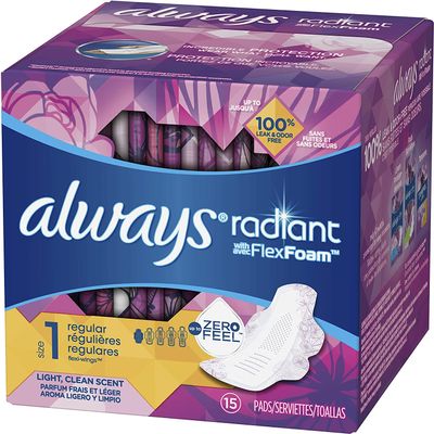 Always Radiant Pads with Wings, Scented (Pack of 6)