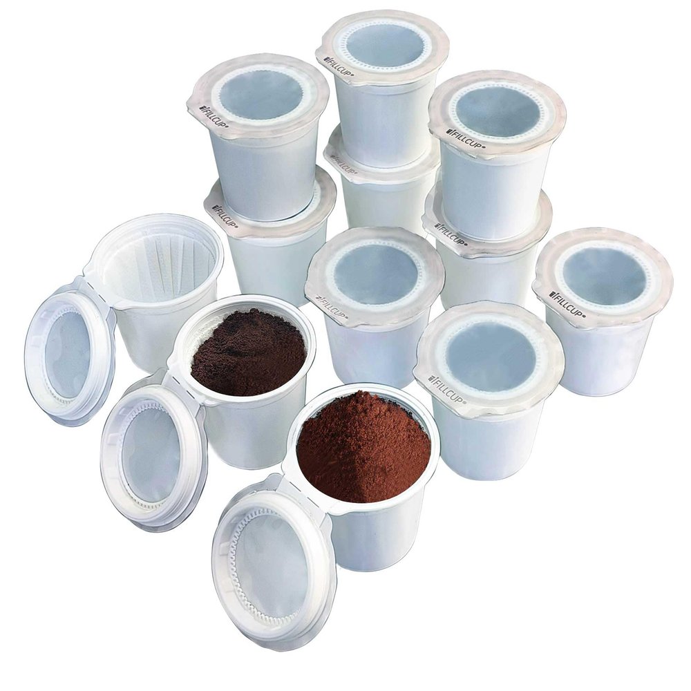 12 iFillCup Fillable K Cups - Ultrafine Filter for Sediment-Free Brew, Universal K Cup Brewer Compatibility, DeepBrew Filter Holds 50% More Coffee for Insanely Rich Brews (White)