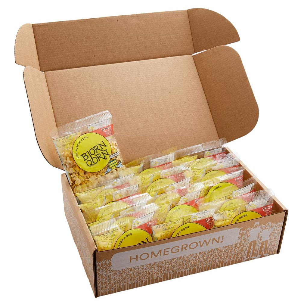 BjornQorn Mini Bag 15-Pack (Spicy) - Vegan & Gluten-Free Popcorn - Cheesy, Spicy, Umami - (15 1oz bags)