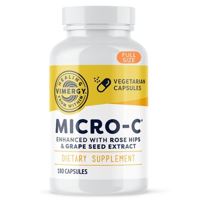 Vimergy Micro-C Vitamin C Capsules  500mg per Capsule, Supports Immune Health*, Promotes Collagen Production, Supports Healthy Bones*, Kosher, Vegan & Gluten-Free, Regular Size 180 Capsules