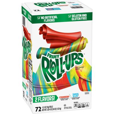 Betty Crocker Fruit Rollups Fruit Flavored Snacks Strawberry/Tropical Tie Dye, 72 ct, 36 oz