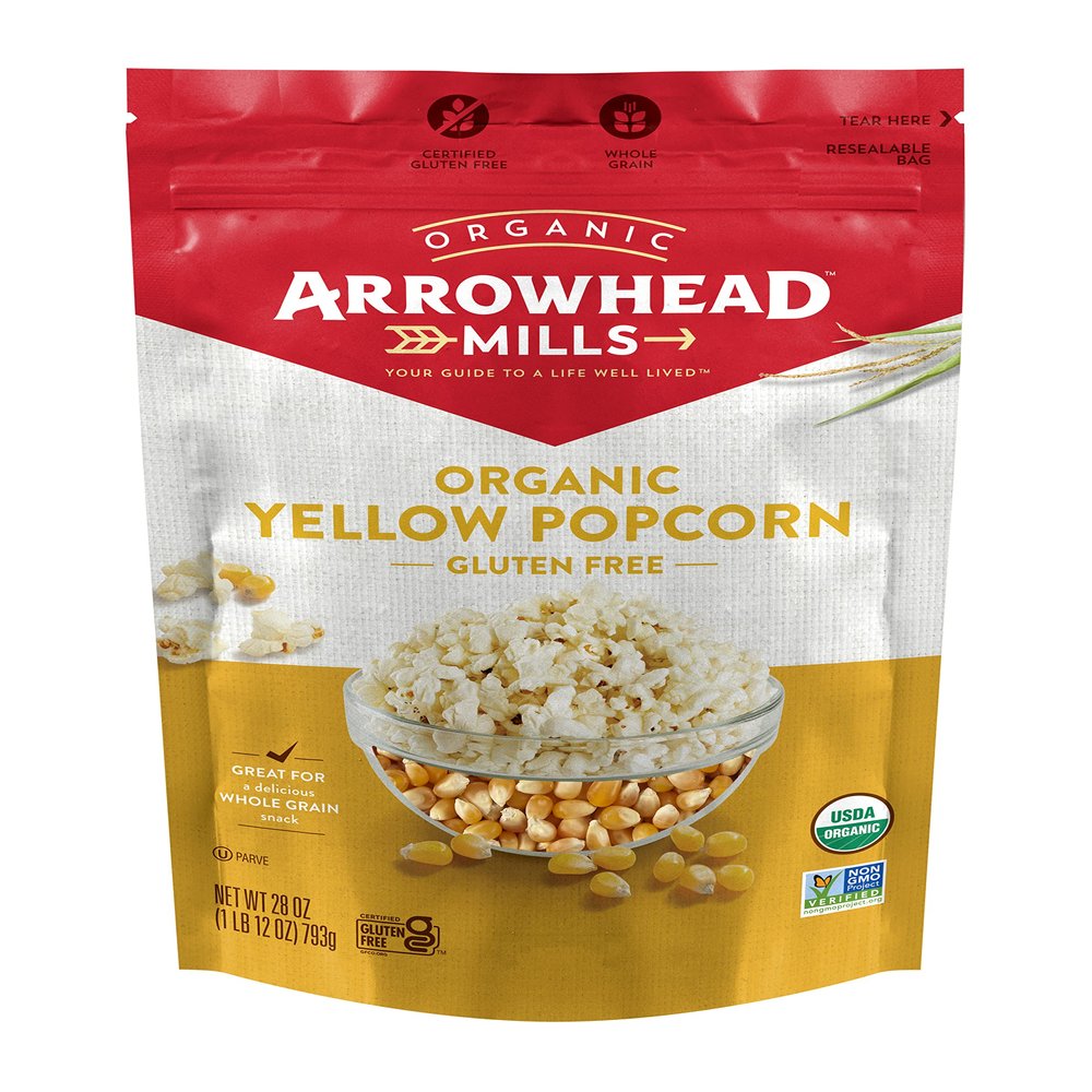 Arrowhead Mills Organic Yellow Popcorn Kernels, Gluten Free, 28 Ounce Bag