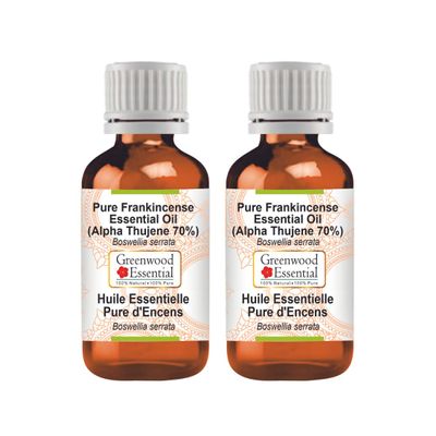 Greenwood Essential Pure Frankincense Essential Oil (Alpha Thujene 70%) Boswellia serrata 100ml X 2 (6.76oz)