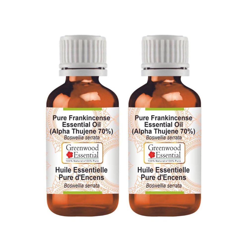 Greenwood Essential Pure Frankincense Essential Oil (Alpha Thujene 70%) Boswellia serrata 100ml X 2 (6.76oz)