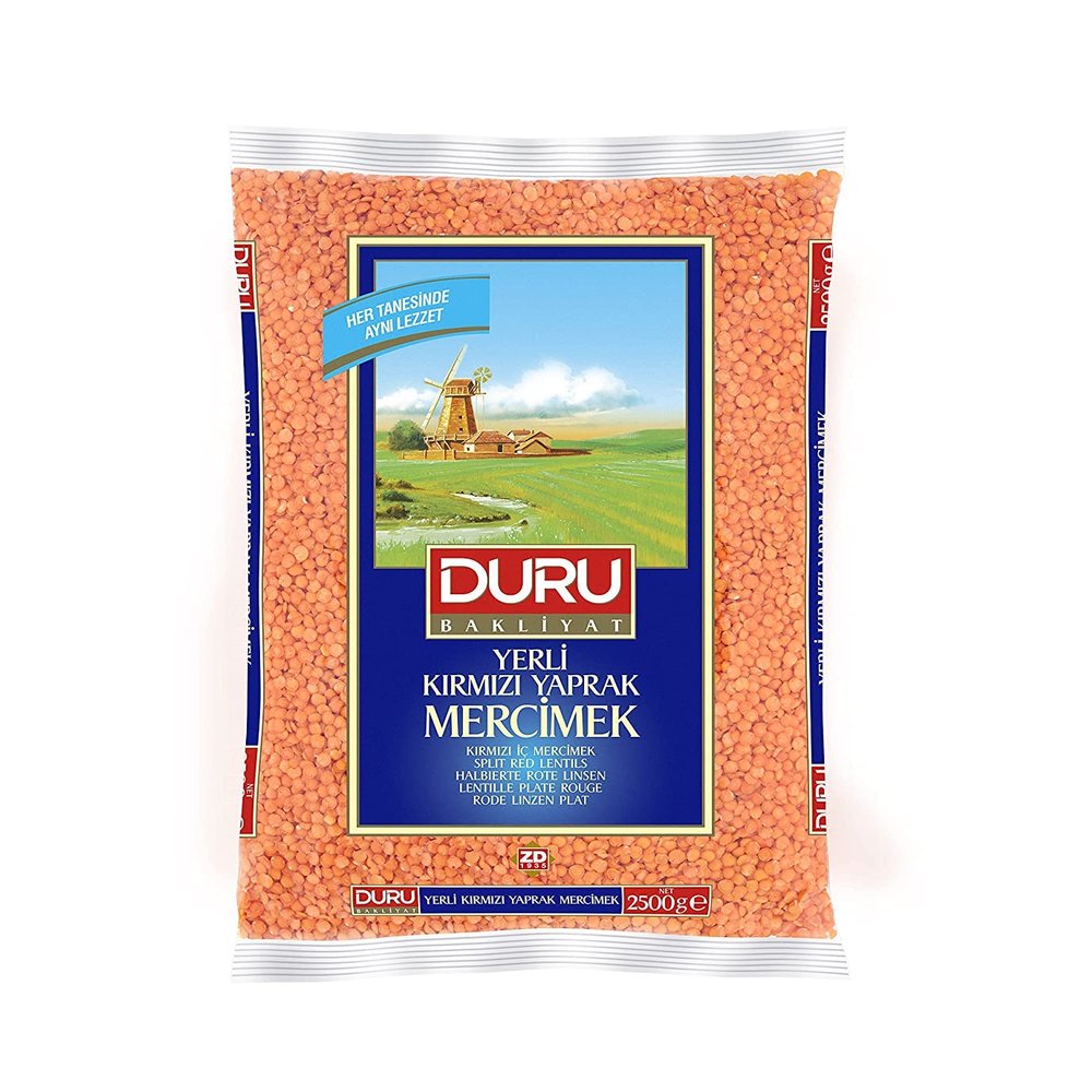 Duru Split Red Lentils 88.2oz (2500 g), 100% Natural and Certificated, High Fiber and Protein, Non-GMO, Great for Lentil Soup and Vegan Recipes, Gluten Free