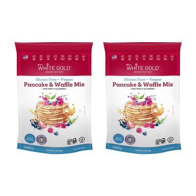 Extra White Gold Pancake & Waffle Mix  For Baking Cakes Cupcakes Desserts  [Gluten Free] [Nut Free] [Free of the Top 14 Major Allergens]  14.1 Ounces (2 Pack)