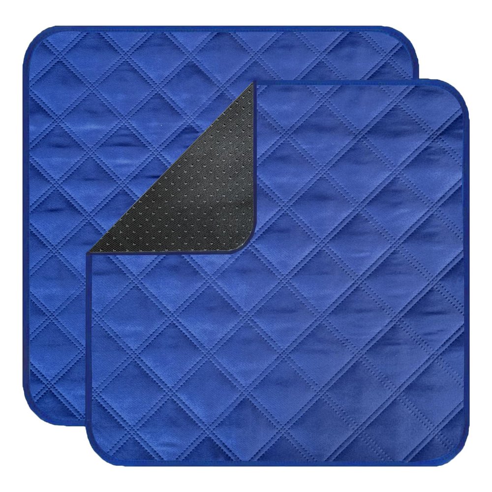 GRUENERDE Waterproof Washable Seat Protector Pads Reusable Pee Pads for Adults Non-Slip Incontinence Chair Pads for Senior &Toddlers 22"X21" Dark Blue 2Pcs