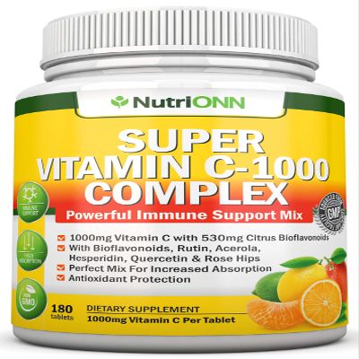 Super Vitamin C Complex - 1695Mg - 180 Tablets - With 530 mg Natural Citrus Bioflavonoids, Rose Hips, Rutin, Quercetin & Hesperidin For Increased Absorption - Advanced Immune Support - Non-GMO