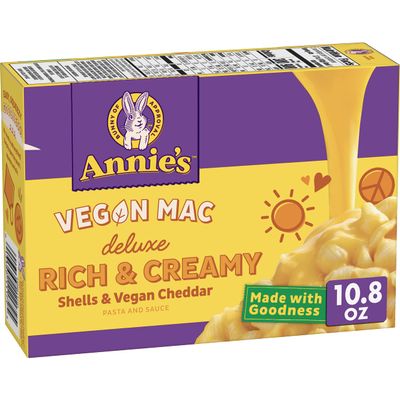 Annie's Deluxe Vegan Mac and Cheddar Shells, Vegan Macaroni and Cheese, 10.8 oz