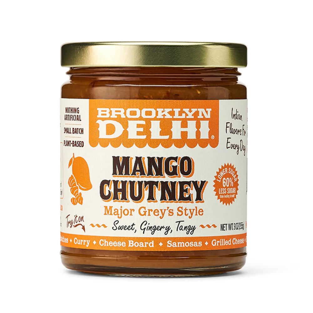 Brooklyn Delhi Mango Chutney - 9 Ounces - Made with Ripe Mangos, Golden Raisins, Fresh Ginger, Garam Masala, and Lemon Juice for a Nice Sour Note - Vegan - No Artificial Additives
