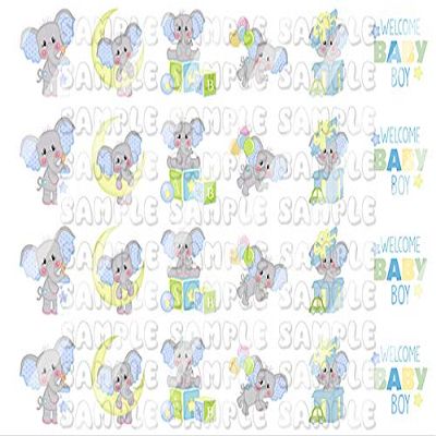 Baby Elephants Boy Baby Shower Nursery Design #3 Nail Art Decals