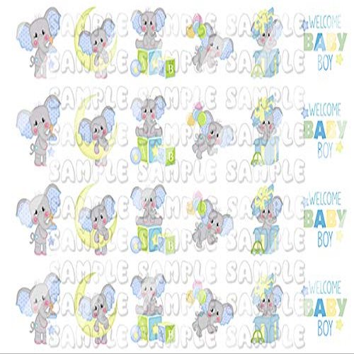 Baby Elephants Boy Baby Shower Nursery Design #3 Nail Art Decals