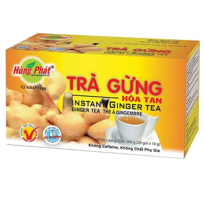 02 Boxes - Hung Phat Instant Ginger Tea box of 20 sachets x 10 g - Tra Gung Hung Phat