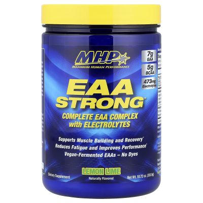 Maximum Human Performance Mhp Eaa Strong, All 9 Essential Amino Acid Supplements, Electrolytes, Lemon Lime